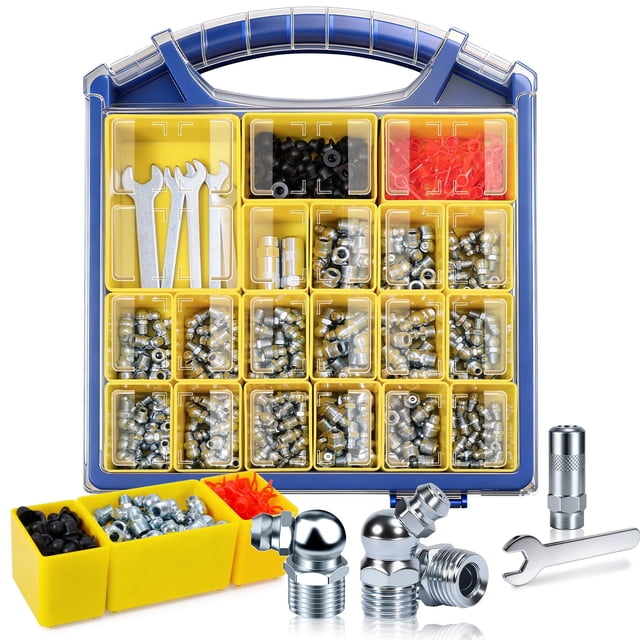 Kit de Accesorios para Engrase OURU 330 Piezas con Caja de Herramientas