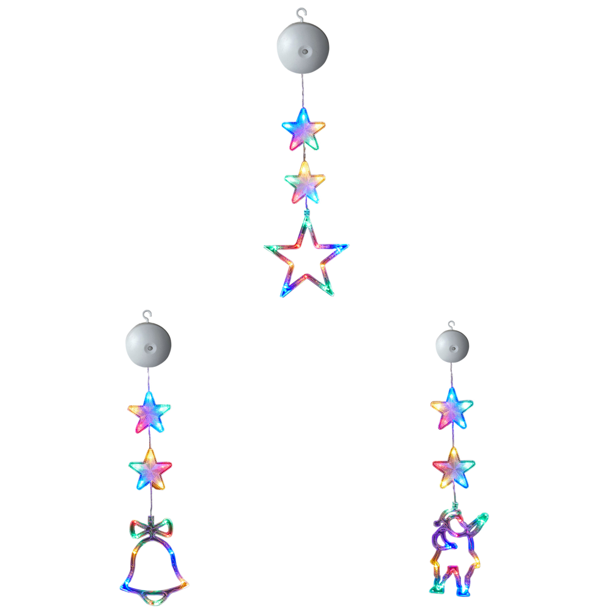 3 Luces LED Navideñas para Cortina Decorativa Ventana Multicolor (estrella)