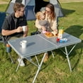 thumbnail image 2 of PORTAL Folding Camping Table for 4-6 Person, Large Aluminum Portable Table with Adjustable Height and Carry Handle for Picnic, BBQ, Camping, Silver, 2 of 9
