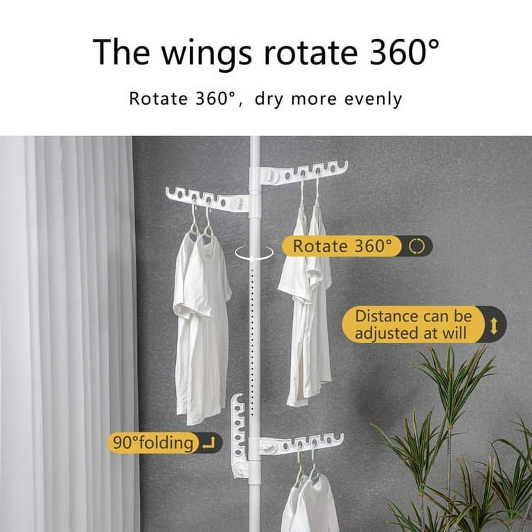 Adjustable Laundry Pole Clothes Drying Rack Coat Hanger DIY Floor