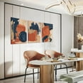 thumbnail image 2 of Hieng Mid Century Abstract Canvas Wall Art Set of 3, Terracotta Navy Blue and Orange Boho Wall Decor Posters Prints, Minimalist Wall Art Painting for Living Room Bedroom Office, 2 of 6