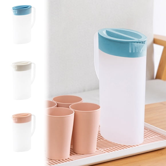 Fiudx Botella de Agua Fría, de Plástico Transparente, Versátil Soporte para Té y Bebidas, con Asa Práctica, Ideal para El Hogar y La Oficina, 26 X 13,5 X 8,6 Cm, Disponible En Azul, Rosa y Blanco.