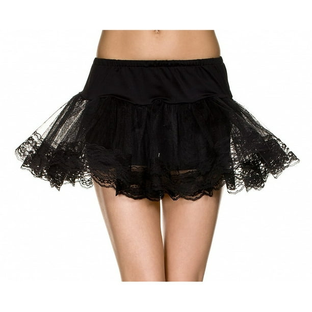 Net Double Layer Lace Trim Petticoat Adult Costume Accessory Black ...