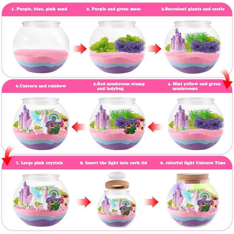 JBeeCtrl Unicorn Terrarium Craft Kit with LED Night Light photo 4