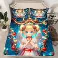 thumbnail image 2 of Homewish Cute Anime Girl Twin Sheet Sets,Red Christmas Ball Twin Fitted Sheet,Happy New Year Flat Sheet For Kids,Microfiber Bedroom Decor,3pcs, 2 of 7
