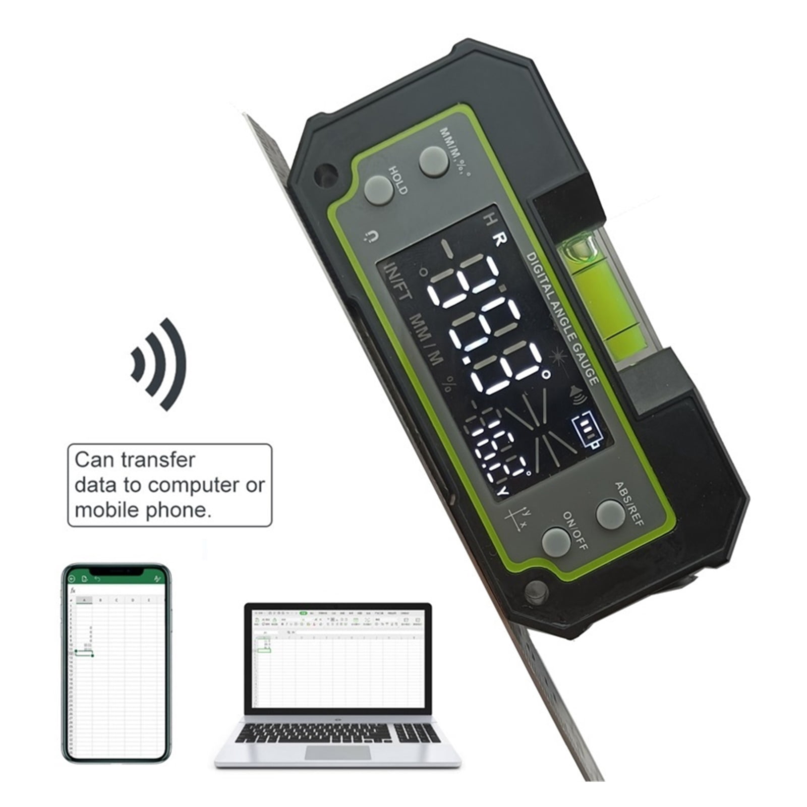 Bluetooth Digital Level Inclinometer LCD Dual-Axis Electronic Protractor Angle Triangle Ruler Meter ,Water-Proof & Dust Resistant
