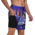 thumbnail image 2 of Kdxio Christmas Igloo Print Men'S Swim Trunks With Compression Liner 7 Inch Inseam Quick Dry Swim Shorts, 2 of 7