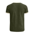 thumbnail image 5 of Mens Linen Short Sleeve T Shirt Casual Summer Breathable Crew Neck Top Lightweight Vacation Tee for Beach Travel Out Green 2XL, 5 of 5