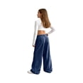 thumbnail image 6 of CCRFTGI Girls Pants Size 7 Corduroy Baggy Casual High Waist Trousers Fashion Straight Adjustable Loose Spring Day Pants with Pockets Dark Blue 16-17Y, 6 of 6