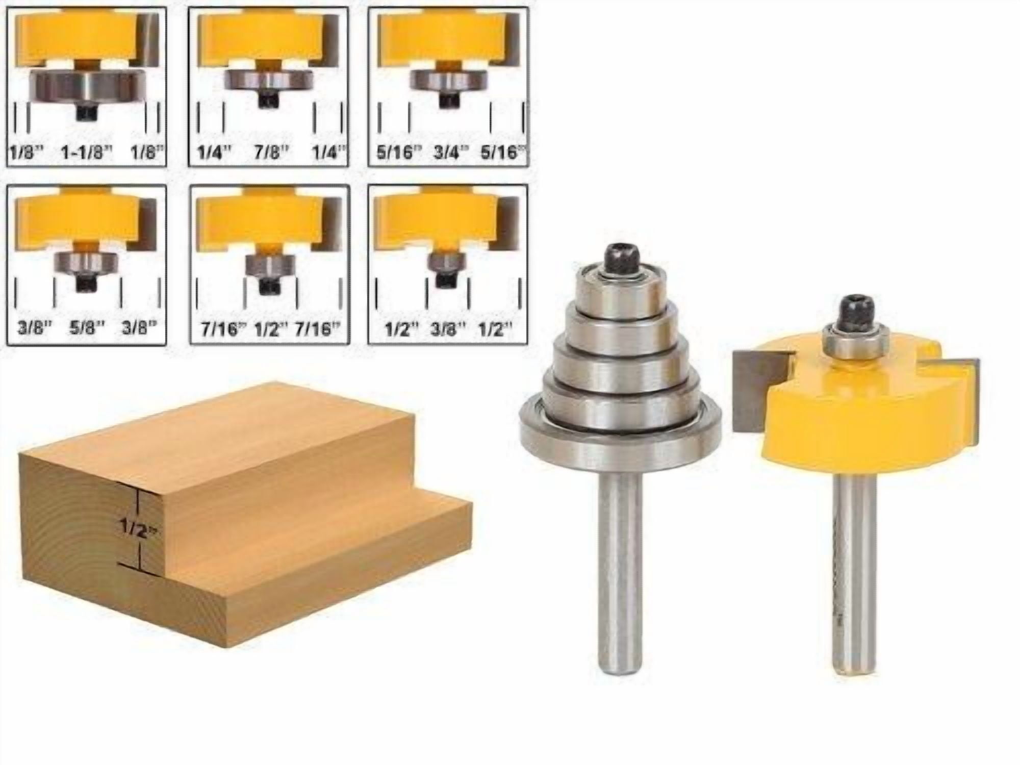 Rabbet Router Bit with 6 Bearings Set -1/2"H - 1/4" Shank - Yonico 14705q