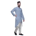 thumbnail image 2 of Atasi Button Down Asymmetrical Kurta For Men Printed Mandarin Long Sleeve Shirt, 2 of 5
