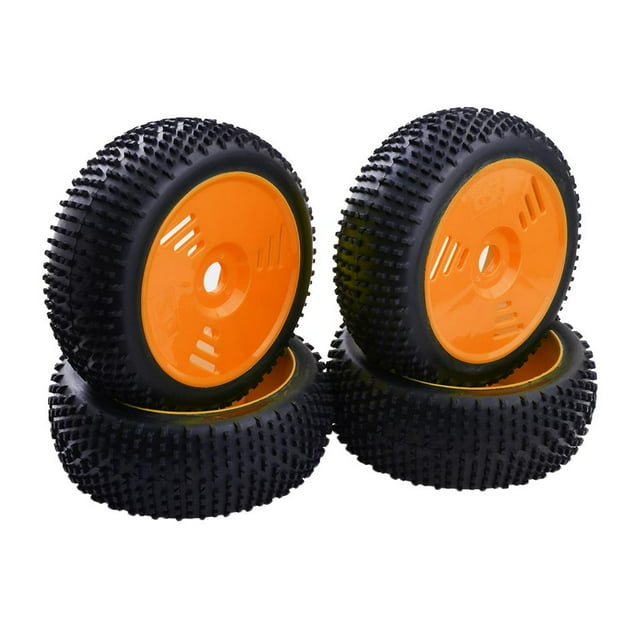 KLKCMS RC 1:8 Buggy Truggy Pneu en Caoutchouc & Ensemble d'Accessoires Roue Hexagonale 17mm - 4 Pcs Orange
