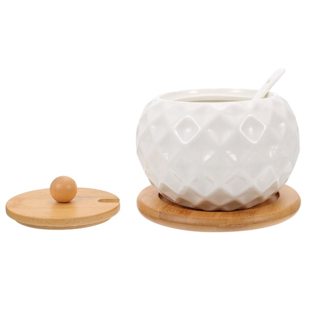 OULII Kitchen Seasoning Jar Ceramic Storage Pot with Lid and Spoon for Home and Restaurant Use 1 Set 1.5 oz Assorted Color