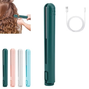Tingzi Mini Dual Purpose Curling Iron pour cheveux courts sans fil, 2-in-1 Mini La baguette de curling & Lève-cheveux en fer plat, céramique Mini Couleur de cheveux, USB Tour de curling rechargeable