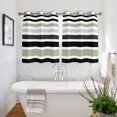 thumbnail image 3 of Sage Green Black Stripe Kitchen Curtains Short 45 Inch Length, Modern Abstract Coarse Striped Grommet Top Bedroom Living Room Curtains, Light Filtering Cafe Curtain Drapes 2 Panels Set 84''x45'', 3 of 9