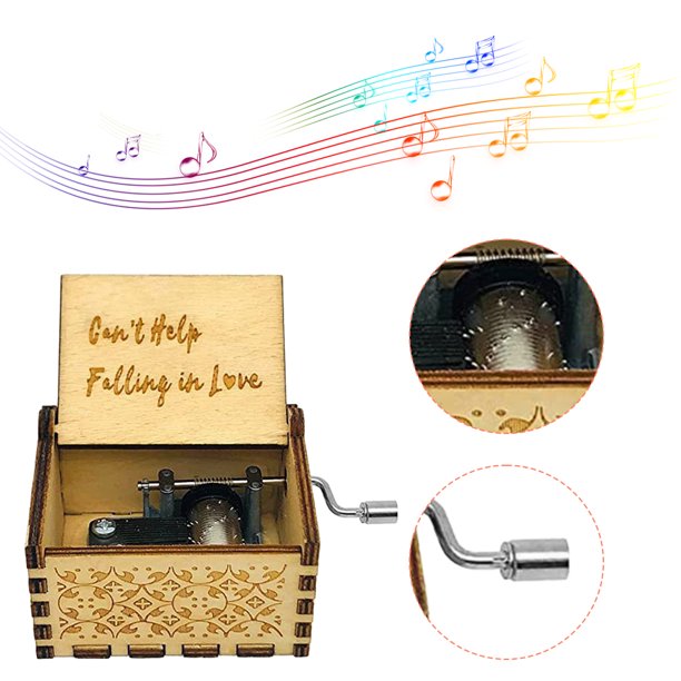 Caja musical de madera tallada Caja de música retro vintage Regalos de cumpleaños para niños