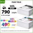 thumbnail image 4 of 64 XL 64XL Ink Cartridges 2-Pack Black/Tri-Color Compatible for HP64 Ink Cartridges for Envy Photo 7855 7858 7900e Envy Inspire 7255e 7955e 7900e Tango Series Printers, 4 of 8