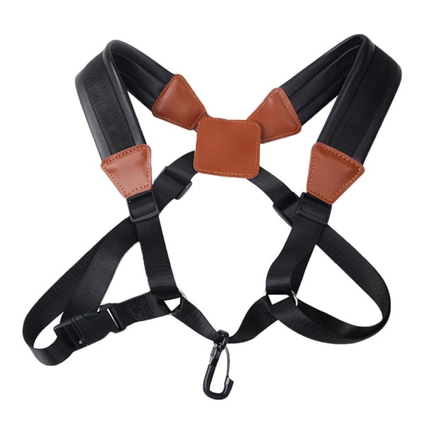 Correa de saxofón Sunnimix Correa de hombro doble Hombro de cuero para niño adulto Negro