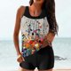 thumbnail image 1 of Trajes de baño tankini para mujer Trajes de baño de dos piezas con espalda de tiras y estampado conservador para mujer Traje de baño de dos piezas para mujer, 1 of 5