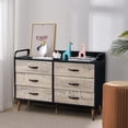 thumbnail image 3 of Tcbosik Storage Dresser with 6 Foldable Fabric Drawers, Woode Legs for Living Room Entryway Bedroom, Gray and Black, 3 of 10