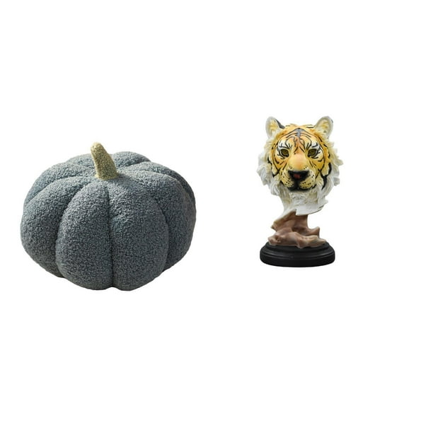 Almohadas de calabaza de Halloween,Almohadas de calabaza de Halloween Decoración del hogar Suave,Escultura de mesa,Escultura de cabeza de tigre Estatua moderna de sobremesa,Figura de cabeza de