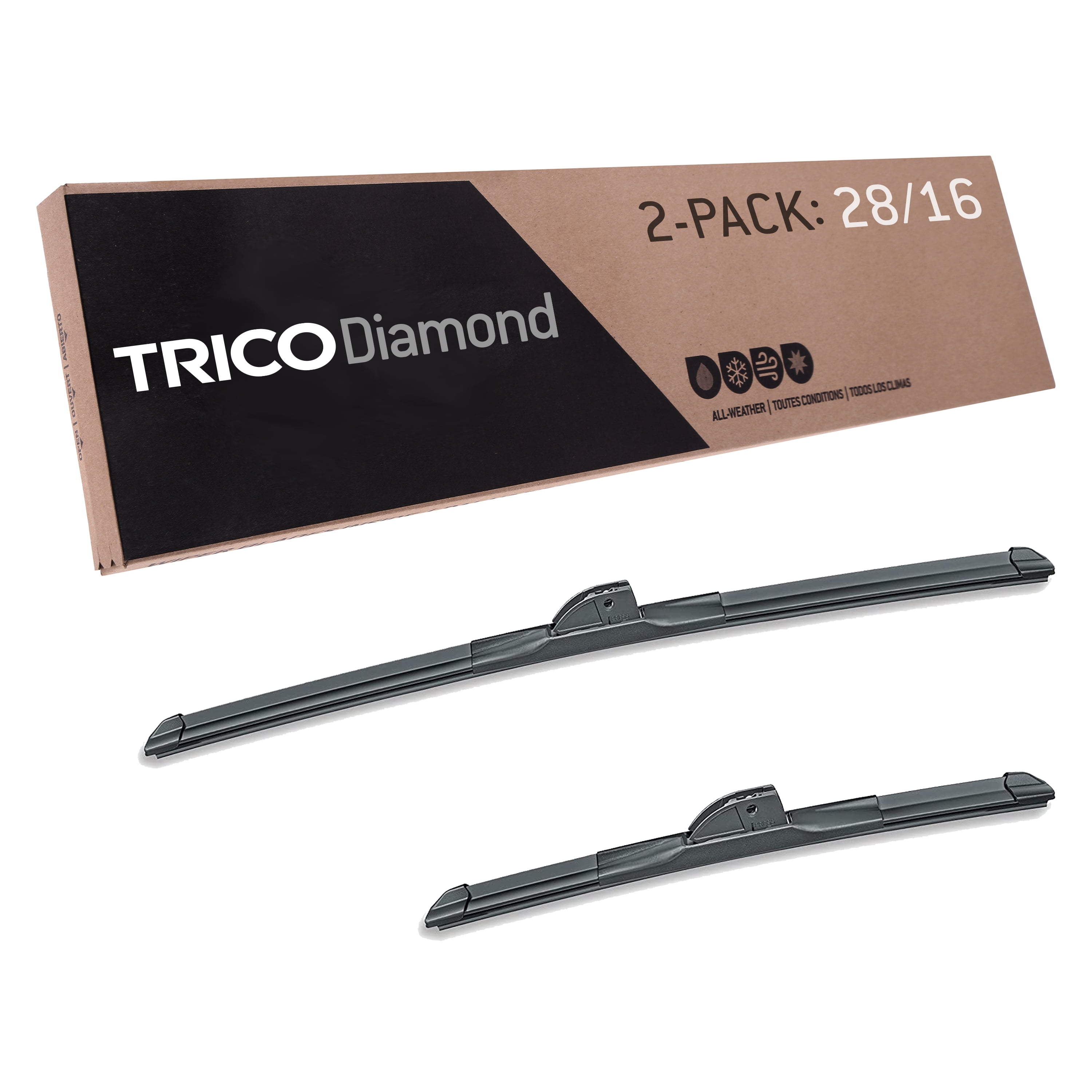 TRICO Diamond 2 Pack, 28' and 16' High Performance Replacement Windshield Wiper Blades (25-2816)