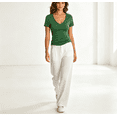 thumbnail image 6 of APEXFWDT Women's Short Sleeve V Neck T-Shirt, Fitted Basic Casual Tee Tops for Daily Wear, 6 of 6