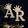 thumbnail image 5 of RSAMD Fashion Crown 26 Initial Letters A to Z Crystal Rhinestone Brooch Pins Women-Gold-G, 5 of 9
