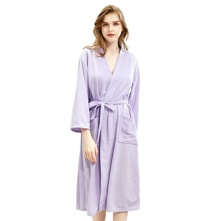 

Women s Flance Hooded Robes Latte Fleece Thickening Bathrobe Light purple L