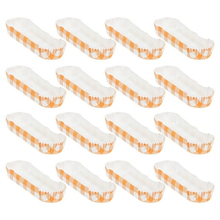 

NUOLUX 200PCS Mini Boat Shape Cake Paper Cups Grease Proofing Cake Paper Tray Heat-resistant Papercup Cake Mold Creative Baking Cake Tray for Wedding Date Proposal Use Orange Stripe Style