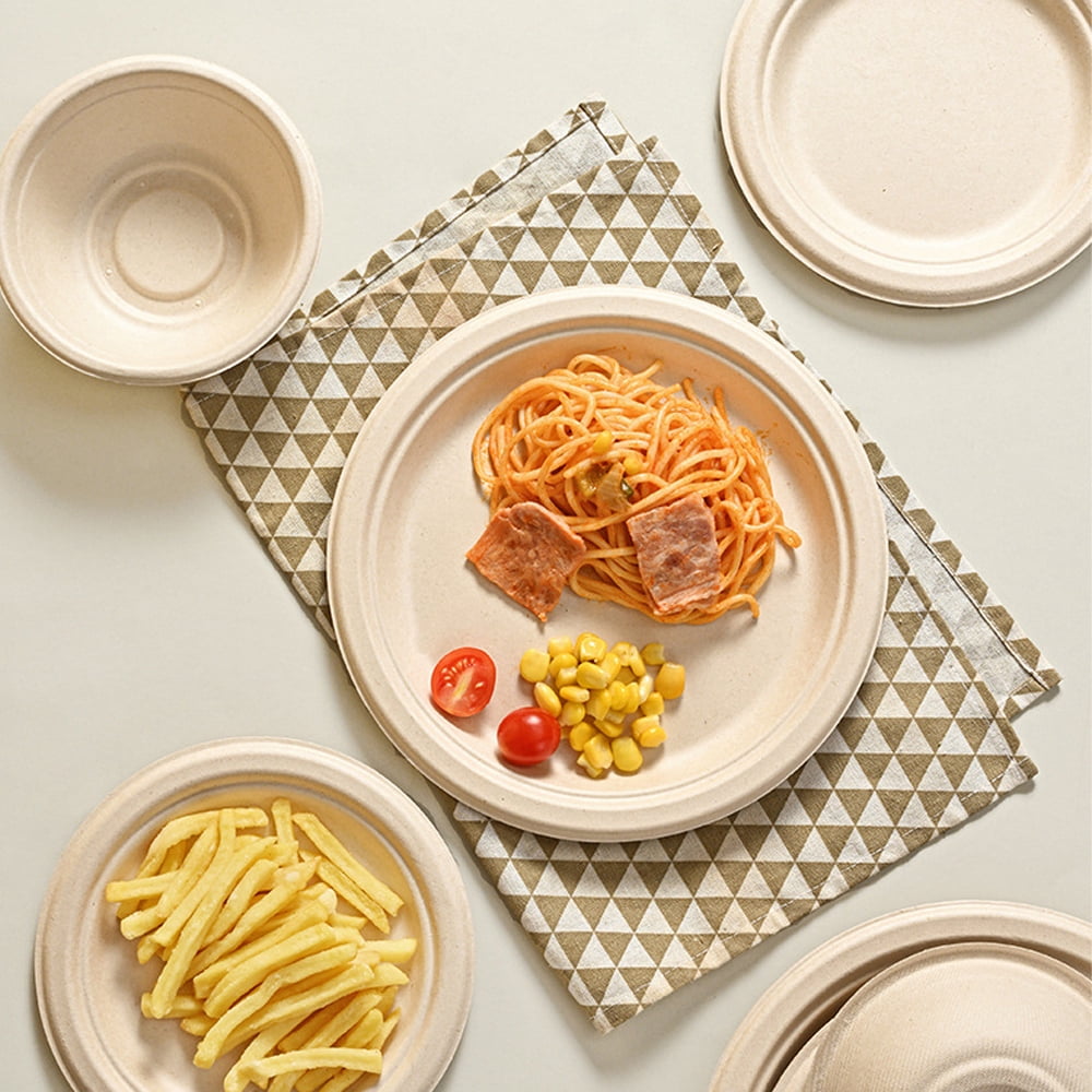100% Compostable Paper Plates, Heavy Duty Disposable Plates [68-Pack] Plates - Eco-Friendly, Biodegradable Sugarcane Pulp, Natural Unbleached Light Brown 10" Dinner Paper Plate Disposable.