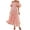 Watermelon pink, variant on Women's Off Shoulder Midi Dress with Short Puff Sleeves Smocked Ruched Bodice True Midi Length 95% Polyester 5% Spandex
