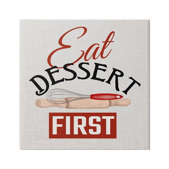 Stupell Industries Eat Dessert First Phrase Food & Beverage Painting Gallery Wrapped Canvas Print Wall Art, 17 x 17