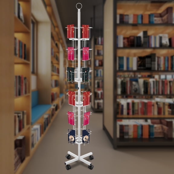 6 Tier 24 Pocket Rotating Greeting Card Rack Post Card Rack Pocket Rotating Holder for Classrooms, Offices, Libraries