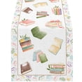 thumbnail image 2 of Artistic Book Table Runner, Elegant Book Table Cloth, Watercolor Book Print Decorative Table Runner For Dining Room Classroom Home Party Layout, 2 of 9