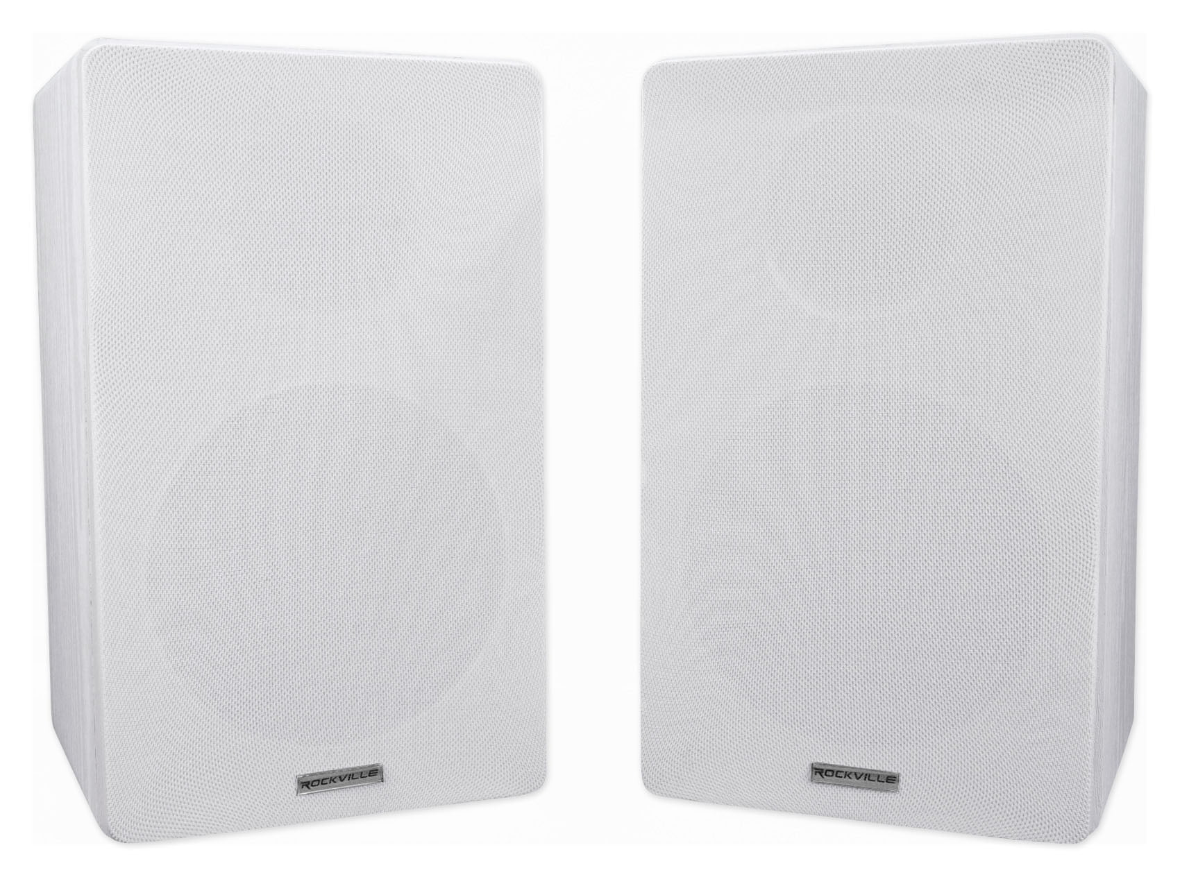 Pair Rockville RockShelf 64W White 6.5" Home Bookshelf Speakers w/21" Stands