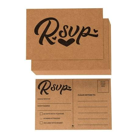 Rsvp Cards 60 Pack Kraft Rvsp Postcards Response Return Card Rsvp Cards 60 Pack Kraft Rvsp