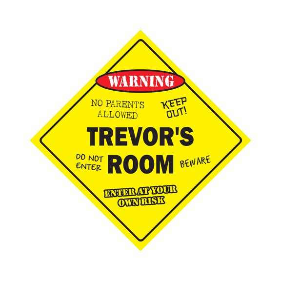 Trevor's Room Sign Crossing Zone Xing | Indoor/Outdoor | 12" Tall kids bedroom decor door children's name boy girl