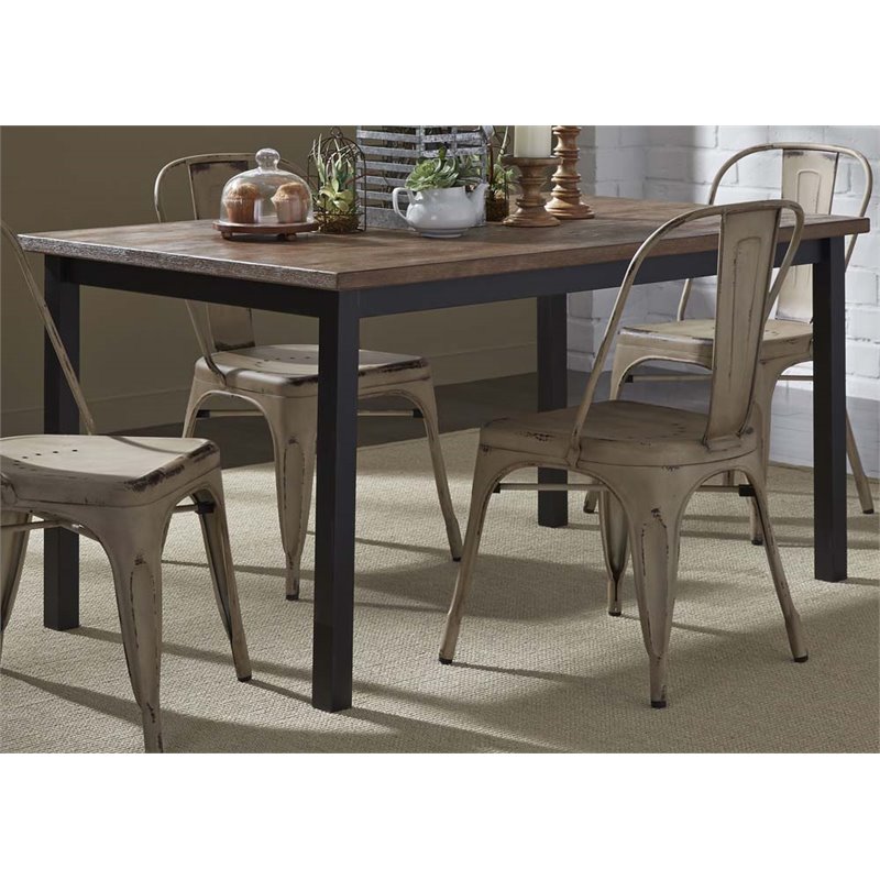 Liberty Furniture Vintage Metal Dining Table in Weathered Gray