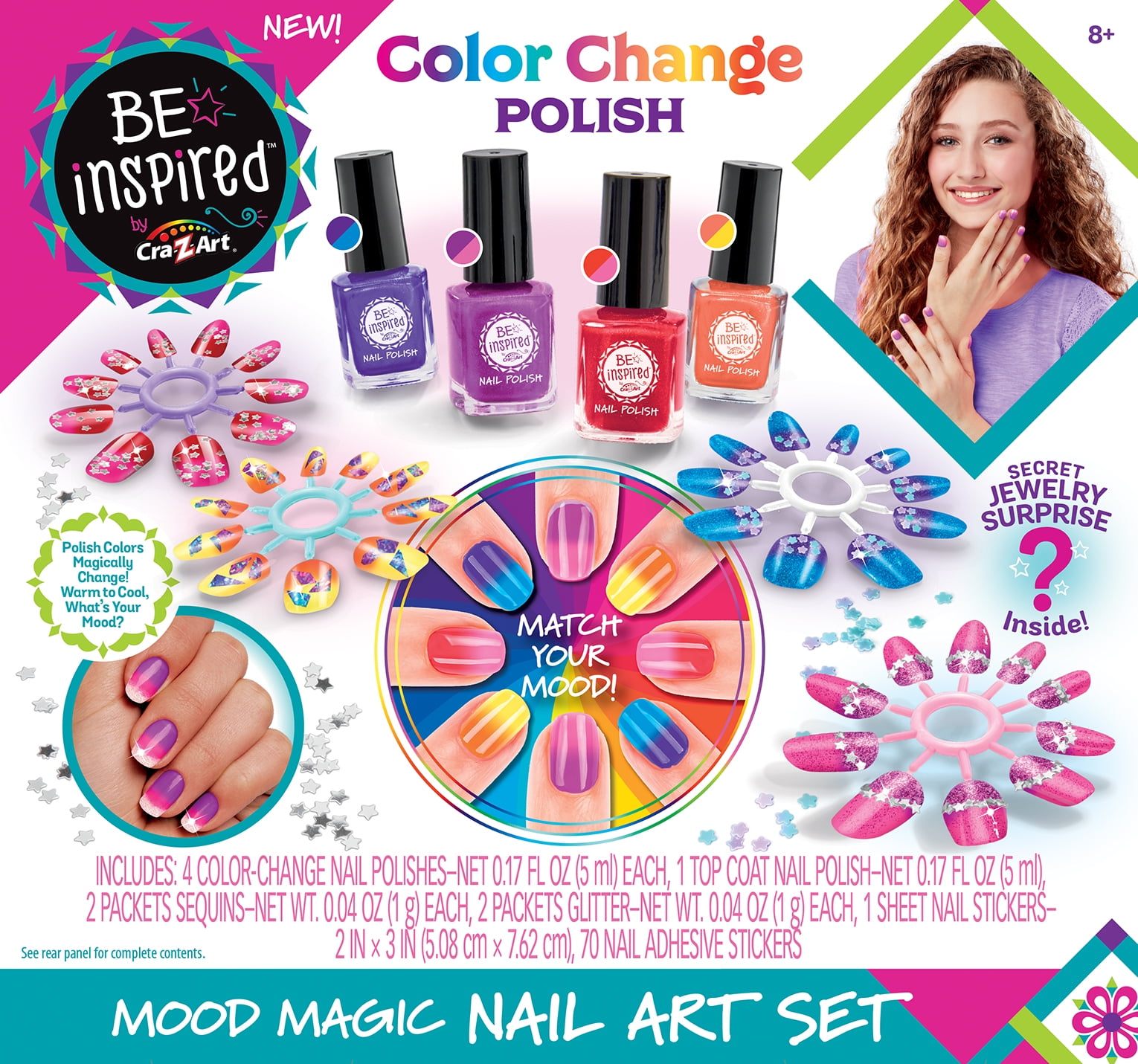 Cra-Z-Art Be Inspired Color Changing Mood Magic Nail Polish Salon Set -  