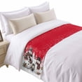 thumbnail image 2 of Bed Runner Scarf for King Size Bed, Red Christmas Beds Scarf Throws for Foot of Bedding, Snowman Snowflake Winter Birds Decorative Beds Runners for Bedroom Guestroom, 94"x20", 2 of 8