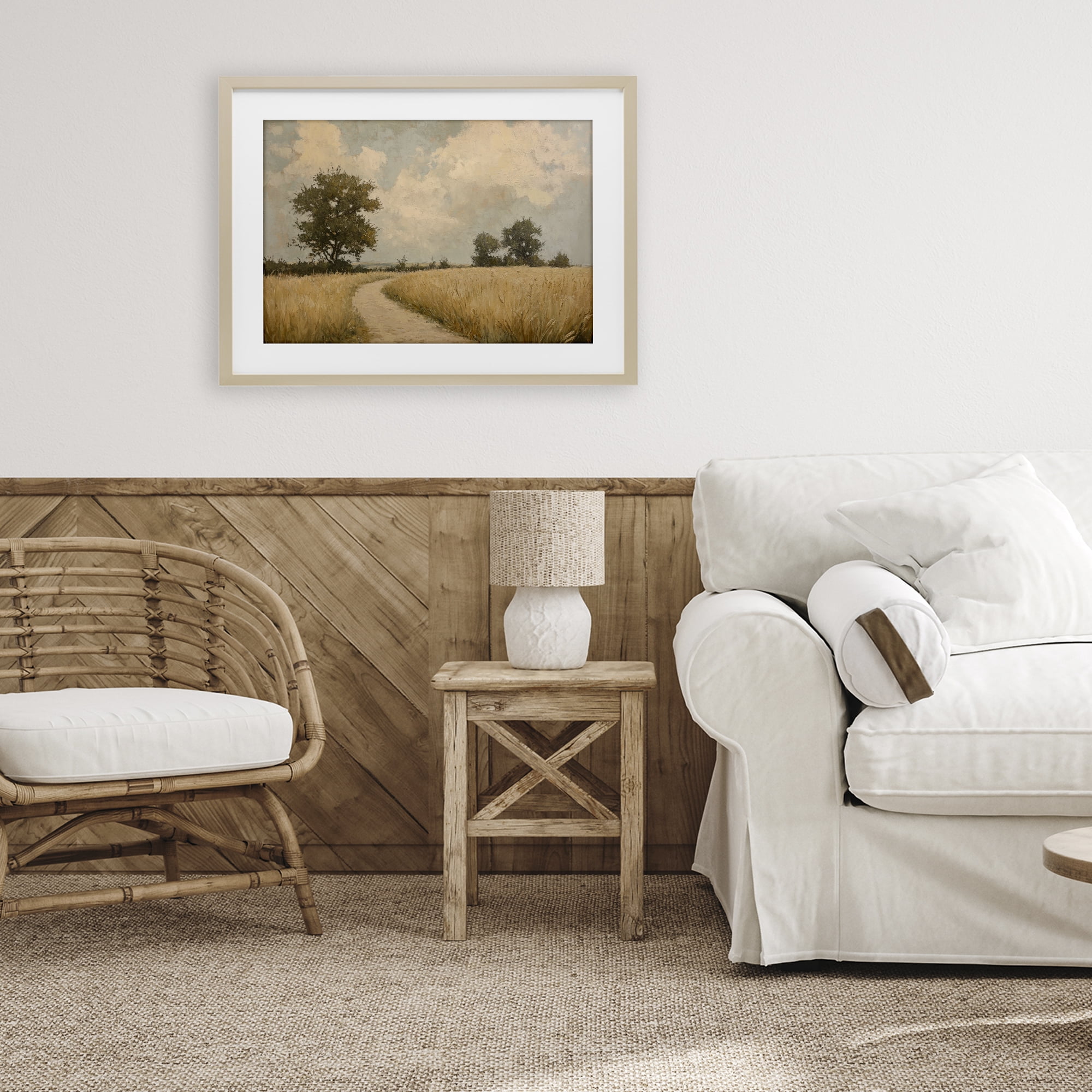 Stupell Industries Soft Field of Wheat Birch Framed Print Under Glass, design by Petal Prints Design