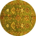 thumbnail image 1 of Ahgly Company Machine Washable Indoor Round Oriental Yellow Traditional Area Rugs, 3' Round, 1 of 4