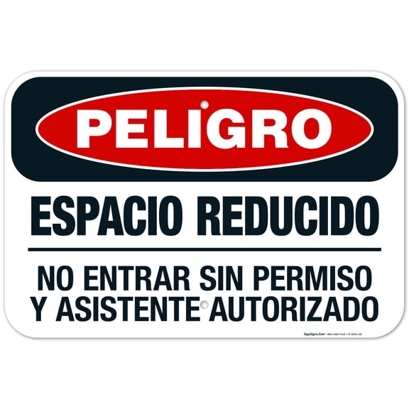 Danger Do Not Enter Without Permit & Authorized Attendant Spanish Sign, OSHA Danger Sign, 12x18 Aluminum