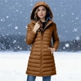 thumbnail image 4 of LEBONYARD Women's Trendy Zipper Hooded Thicken Liner Long Sleeve Long Length Solid Colored Loose Fitting Warm Pocket Casual Outerwear Puffer Jacket, 4 of 8