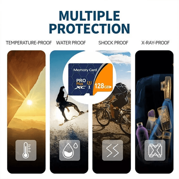Tarjeta de memoria MicroSD 128GB, TF card SDXC, clase U3 V30, rápida y duradera, para dispositivos móviles y cámaras