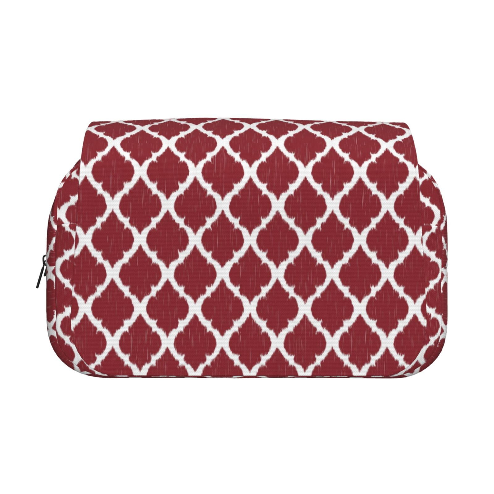 Rateoe Red Moroccan Pattern Double Clamshell Pen Case, Storage Organizer with Two Zipper Compartments– Holds Up to 50 Pencils & Pens