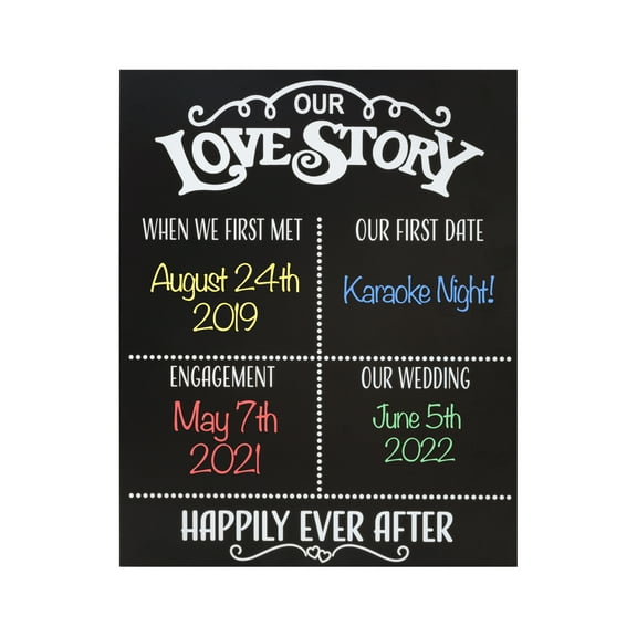 JennyGems Our Love Story Personalized Wedding Sign Chalkboard, Wedding Decor, Couples Gifts, Bridal Shower Gift, Engagement Gifts for Couples, Love Wall Decor, Mr and Mrs Gifts, Save The Date Props