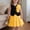 Yellow, variant on Girls 2 Piece Set Blue Retro Style Vest and Pleated Skirt Outfit for Party Church Kids to Kids Sizes 4-12 Years,Size 10-11T