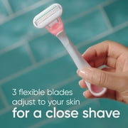 Venus Sensitive Womens 3 Blade Disposable Razor, 3 count, Pink